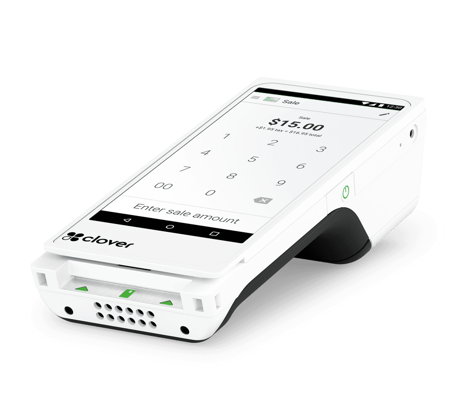Clover Flex payment terminal showing a sale screen
