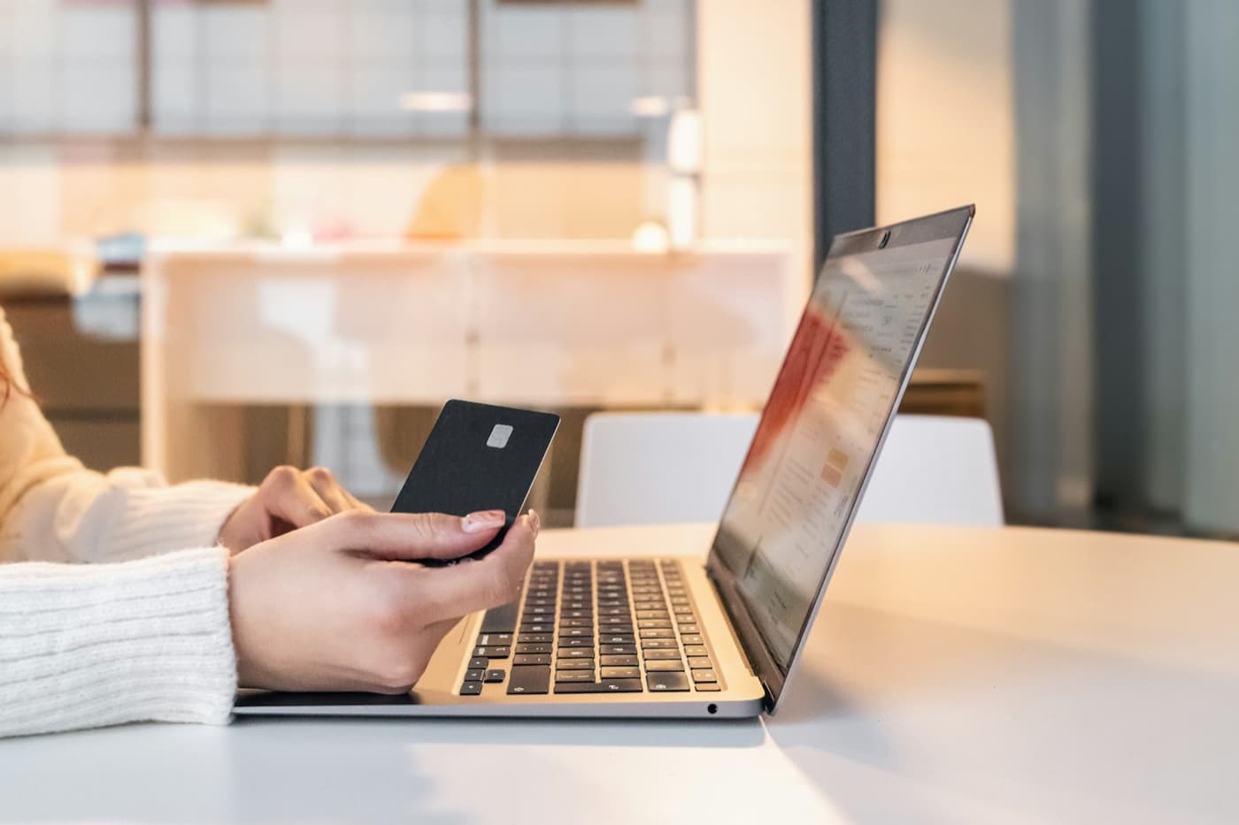 Online store checkout on a laptop